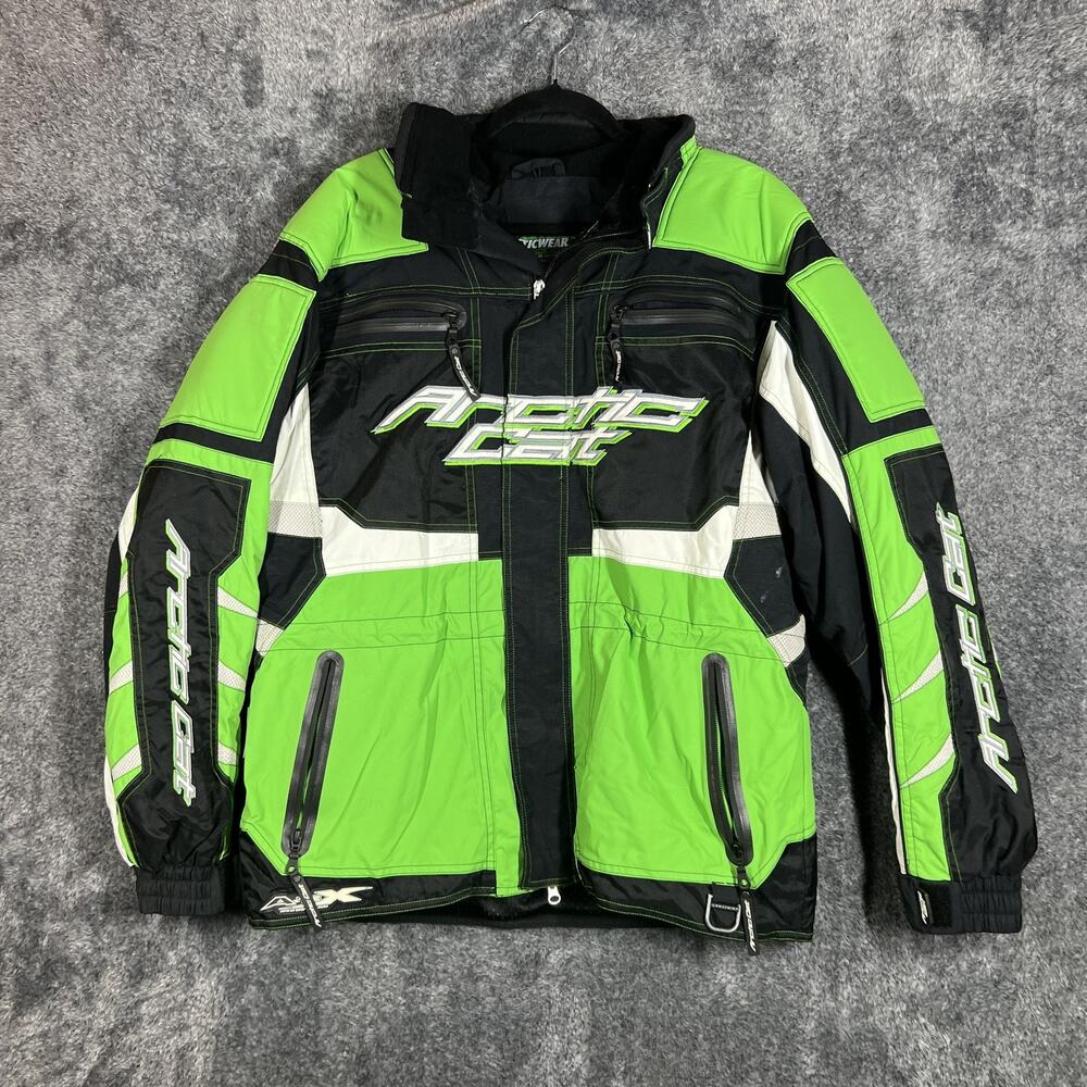 Arctic Cat Jacket Mens Medium Green Tom Cat A-Tex Ski Snowmobile Parka Coat